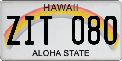 HI license plate ZIT080