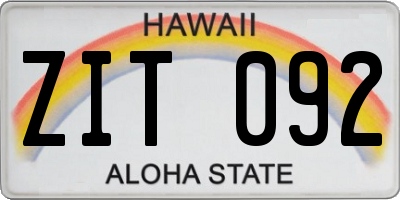 HI license plate ZIT092