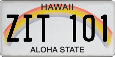 HI license plate ZIT101