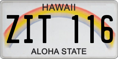 HI license plate ZIT116