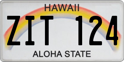 HI license plate ZIT124