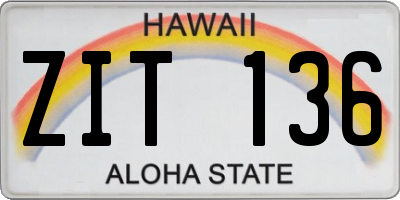 HI license plate ZIT136