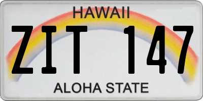 HI license plate ZIT147