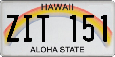 HI license plate ZIT151