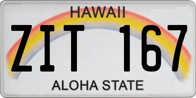 HI license plate ZIT167