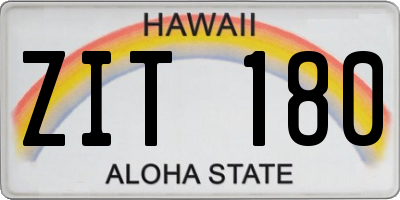 HI license plate ZIT180