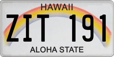 HI license plate ZIT191