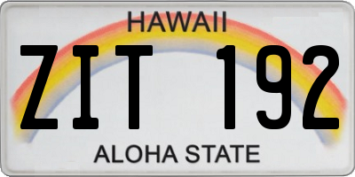 HI license plate ZIT192