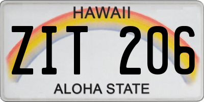 HI license plate ZIT206