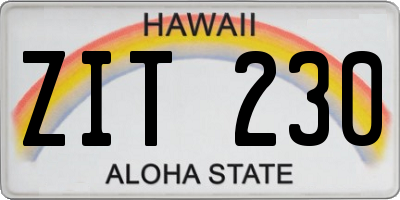 HI license plate ZIT230