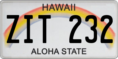 HI license plate ZIT232