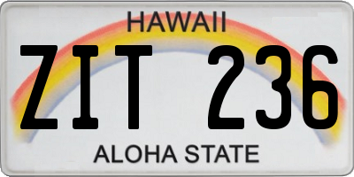 HI license plate ZIT236