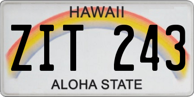 HI license plate ZIT243