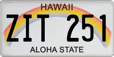 HI license plate ZIT251