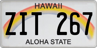 HI license plate ZIT267