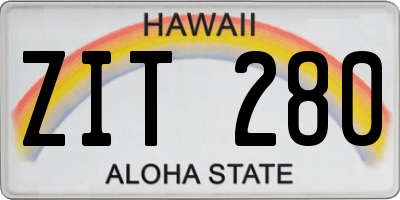 HI license plate ZIT280