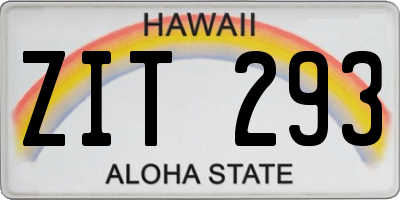 HI license plate ZIT293