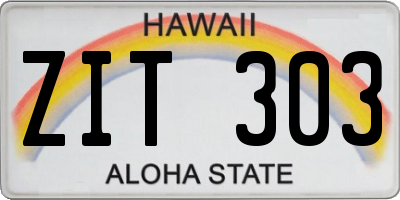 HI license plate ZIT303