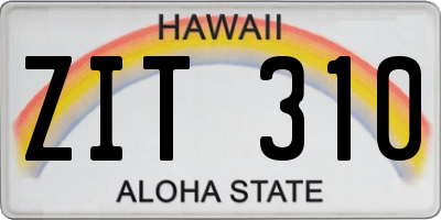 HI license plate ZIT310