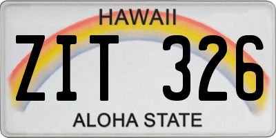 HI license plate ZIT326