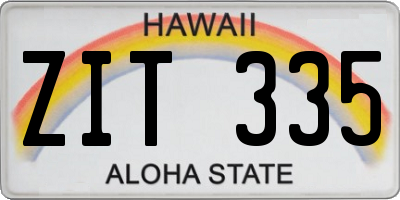 HI license plate ZIT335