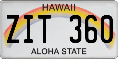 HI license plate ZIT360