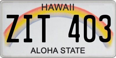 HI license plate ZIT403