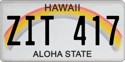 HI license plate ZIT417