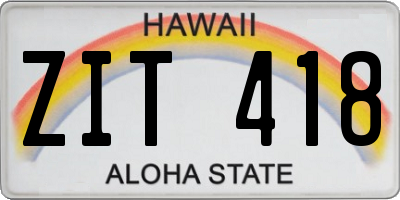 HI license plate ZIT418