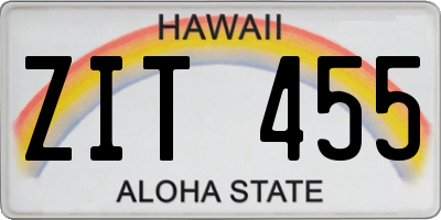 HI license plate ZIT455