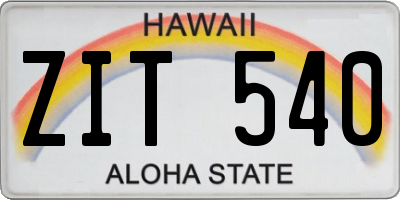 HI license plate ZIT540