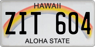 HI license plate ZIT604