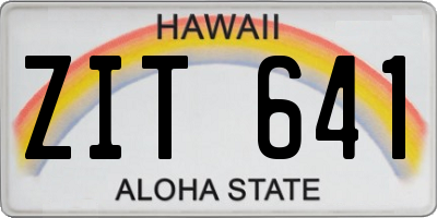 HI license plate ZIT641