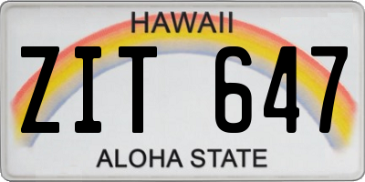 HI license plate ZIT647