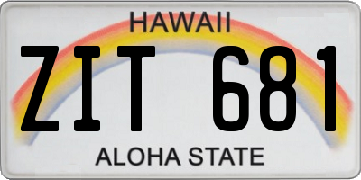 HI license plate ZIT681