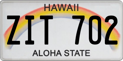 HI license plate ZIT702