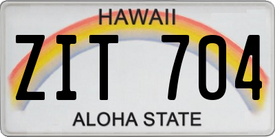 HI license plate ZIT704