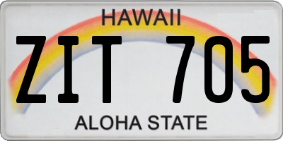 HI license plate ZIT705