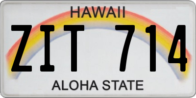 HI license plate ZIT714
