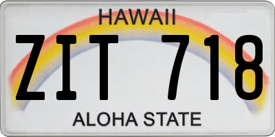 HI license plate ZIT718