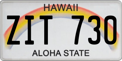 HI license plate ZIT730
