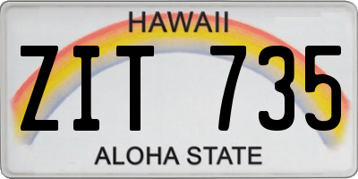 HI license plate ZIT735