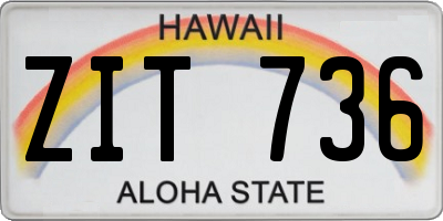 HI license plate ZIT736