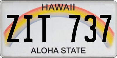 HI license plate ZIT737