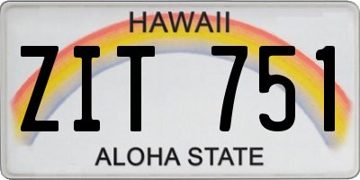 HI license plate ZIT751