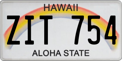 HI license plate ZIT754