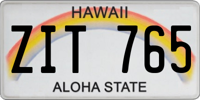 HI license plate ZIT765