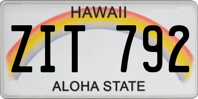 HI license plate ZIT792