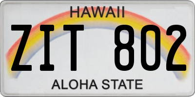 HI license plate ZIT802
