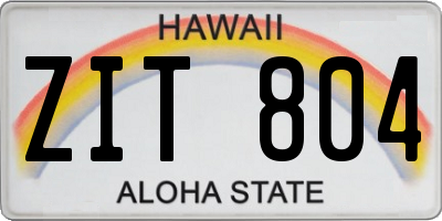 HI license plate ZIT804